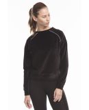 Ladies' Velour Long Sleeve Crop Shirt in Black