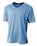 A4 Apparel N3018 Men's Liga V-Neck Soccer Jersey Lt Blue/Navy