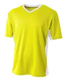 A4 Apparel N3018 Men's Liga V-Neck Soccer Jersey Safety Yellow White
