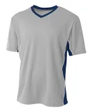 A4 Apparel N3018 Men's Liga V-Neck Soccer Jersey Silver/Navy