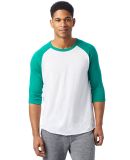 Alternative Apparel 5127 Vintage Jersey Baseball T in White/ green