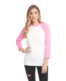 Next Level Apparel 6251 Unisex CVC Three-Quarter S HOT PINK/ WHITE