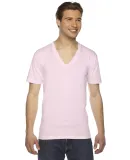 American Apparel 2456 Unisex Fine Jersey V-Neck Te LIGHT PINK