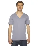 American Apparel 2456 Unisex Fine Jersey V-Neck Te SLATE