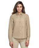 Harriton M580LW Ladies' Key West Long-Sleeve Perfo KHAKI