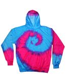 Tie-Dye CD8700 Adult Fluorescent Pullover Hoodie FLO BLUE/ PINK