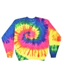 Tie-Dye H8100 Adult 8.5 oz., 80/20 crew neck fleec in Neon rainbow