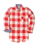 Backpacker BP7040 Men's Yarn-Dyed Long-Sleeve Brus in Red/ white