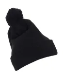 Yupoong-Flex Fit 1501P Cuffed Knit Beanie with Pom in Black