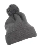 Yupoong-Flex Fit 1501P Cuffed Knit Beanie with Pom in Heather grey