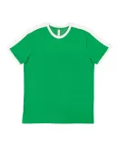 LA T 6932 Retro Ringer Fine Jersey Tee VINT GREEN/ WHT