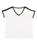 LA T 3832 Women's Curvy Retro Ringer Premium Jerse in White/black