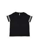LA T 3837 Curvy Collection Women's Vintage Footbal in Black/white