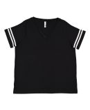 LA T 3837 Curvy Collection Women's Vintage Footbal in Black/white