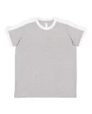 LA T 6132 Youth Retro Ringer Fine Jersey Tee HEATHER/ WHITE