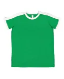 LA T 6132 Youth Retro Ringer Fine Jersey Tee VINT GREEN/ WHT