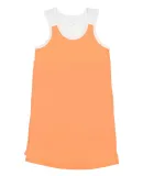LA T 3523 Women's Fine Jersey Racerback Tank Dress PAPAYA/ WHITE