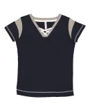 LA T 3533 Women's Lace Up Fine Jersey Tee NVY/ TTNIUM/ WHT