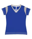 LA T 3533 Women's Lace Up Fine Jersey Tee ROYAL/ TTNM/ WHT