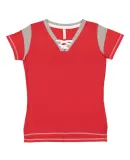 LA T 3533 Women's Lace Up Fine Jersey Tee RED/ TTNIUM/ WHT