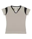 LA T 3533 Women's Lace Up Fine Jersey Tee TITANM/ BLK/ WHT
