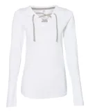 LA T 3538 Women's Fine Jersey Lace-Up Long Sleeve  BLEND WHT/ TITNM