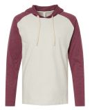 LA T 6917 Fine Jersey Long Sleeve Hooded Raglan T- in Natural heather/ vintage burgundy/ natural