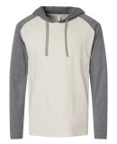 LA T 6917 Fine Jersey Long Sleeve Hooded Raglan T- in Natural heather/ granite heather/ titanium