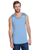 LA T 6919 Men's Contrast Back Fine Jersey Tank LT BLUE/ INDIGO