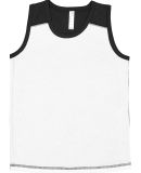 LA T 6119 Youth Contrast Back Fine Jersey Tank WHITE/ BLACK