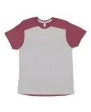 LA T 6911 Men's Forward Shoulder Fine Jersey Tee HTHR/ VN BURGNDY