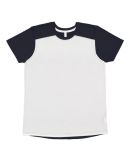 LA T 6911 Men's Forward Shoulder Fine Jersey Tee in White/navy