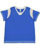 LA T 3833 Women's Curvy Lace Up Fine Jersey Tee ROYAL/ TTNM/ WHT