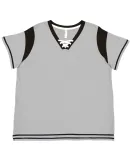 LA T 3833 Women's Curvy Lace Up Fine Jersey Tee TITANM/ BLK/ WHT