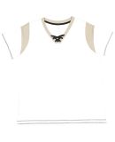 LA T 3833 Women's Curvy Lace Up Fine Jersey Tee in White/titanium/black