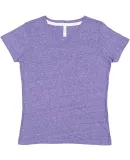 LA T 3591 Women's Harborside Mélange V-Neck T-Shi PURPLE MELANGE