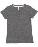 LA T 3591 Women's Harborside Mélange V-Neck T-Shi SMOKE MELANGE