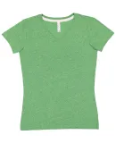 LA T 3591 Women's Harborside Mélange V-Neck T-Shi GREEN MELANGE