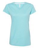 LA T 3591 Women's Harborside Mélange V-Neck T-Shi in Caribbean melange