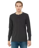 BELLA+CANVAS 3150 Mens Long Sleeve Henley Shirt in Drk grey heather