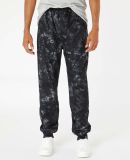 Burnside Clothing 8801 Performance Fleece Joggers in Black tie dye