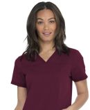 Dickies Medical DK870 -V-Neck Top With Rib Knit Pa Wine