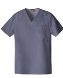 Dickies Medical 81910 - Men's V-Neck Top Lt. Pewter