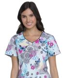 Dickies Medical  DK700   - V-Neck Top Zen Butterfly Garden