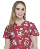 Dickies Medical  DK704   - V-Neck Top Hello Christmas