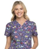 Dickies Medical  DK704   - V-Neck Top Hello Love Bugs