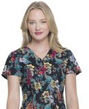 Dickies Medical DK656 -Prints V-Neck Top Wild Rose