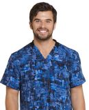 Dickies Medical DK611 -  Men's V-Neck Top Good Days Plaid Days