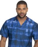 Dickies Medical DK613 -  Men's V-Neck Top Tie Dye Stripes Navy