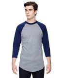 Augusta Sportswear 4420 Three-Quarter Raglan Sleev in Athletic heather/ navy